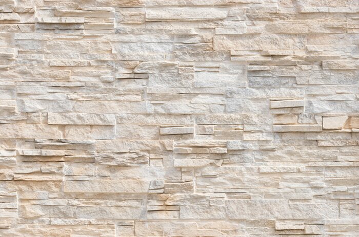 Fotobehang Heldere muur met stenen leien