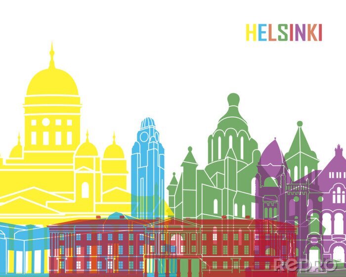 Fotobehang Helsinki skyline pop
