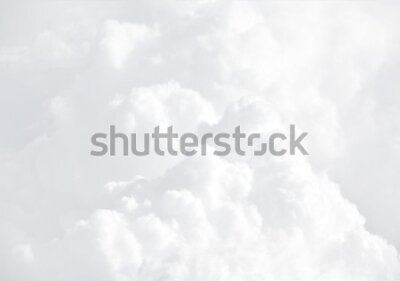 Fotobehang Hemel met wolken, een blik vanuit een vliegtuig boven de wolken. Abstracte natuurachtergrond met wolken in lichte tinten. Witte cumuluswolken.