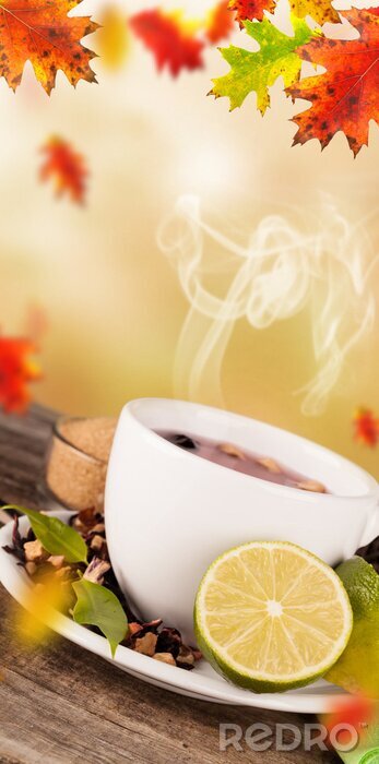 Fotobehang Herfst kopje thee