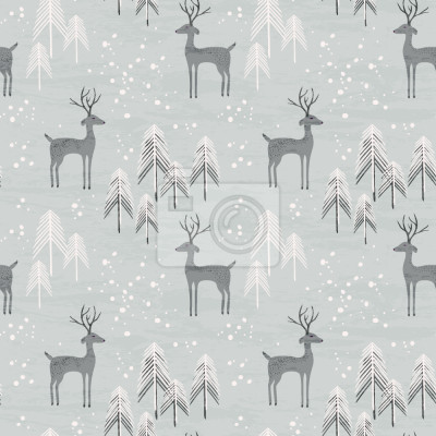 Behang Herten in het winterbos