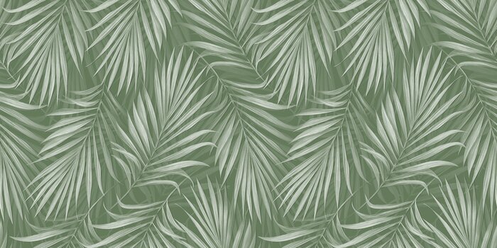 Fotobehang Het groen van exotische uitgestrekte palmbladeren