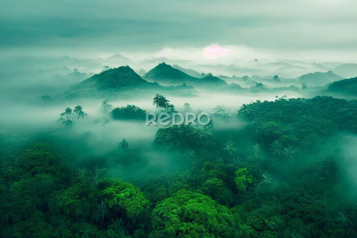 Fotobehang Het groen van vochtige equatoriale bossen