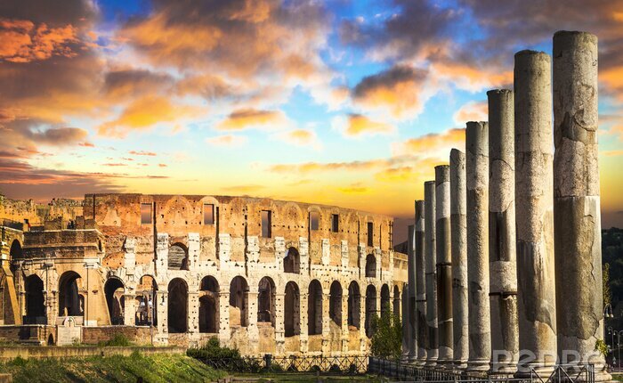 Fotobehang Het historische Colosseum in Rome