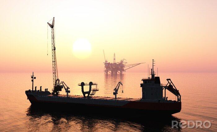 Fotobehang Het schip met een kraan