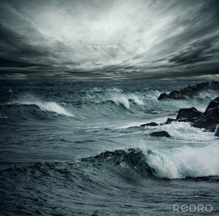 Fotobehang Hevige storm over de oceaan