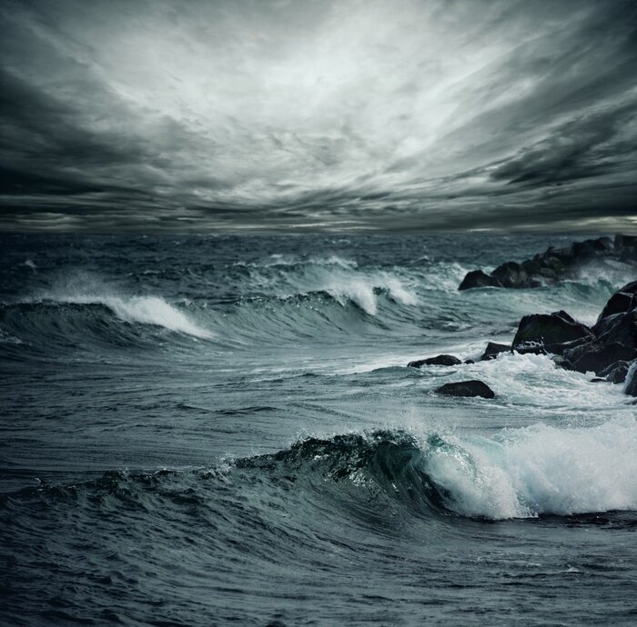 Fotobehang Hevige storm over de oceaan