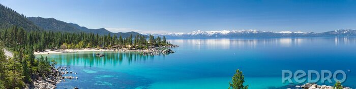 Fotobehang High resolution panorama of Lake Tahoe with view on Sand Harbor State park