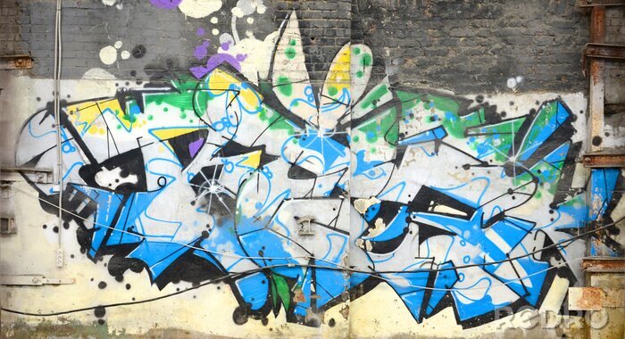 Fotobehang Hip-hop graffiti op de stad