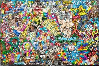 Fotobehang Hip-hop graffiti op muren