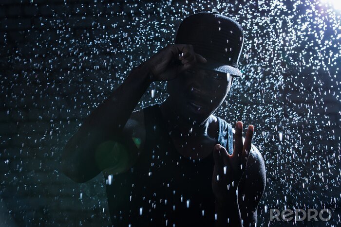 Fotobehang Hip-hop in de regen