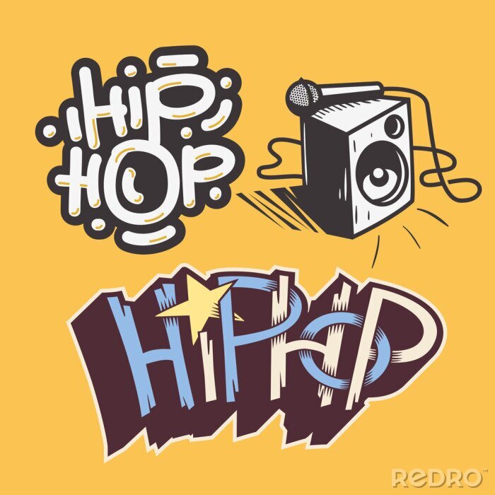 Fotobehang Hip Hop Rap Music Related Vector Illustrations Designs.