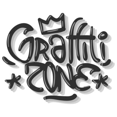 Hiphop-gerelateerde tag Graffiti beïnvloed etiket teken logo belettering voor t-shirt of sticker op een witte achtergrond. Vector afbeelding.
