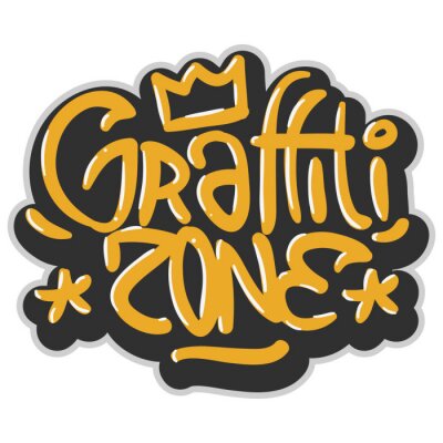 Hiphop-gerelateerde tag Graffiti beïnvloed etiket teken logo belettering voor t-shirt of sticker op een witte achtergrond. Vector afbeelding.