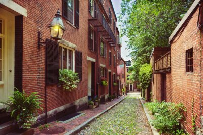 Fotobehang Historische Acorn Street in Beacon Hill, Boston; Massachusetts, USA