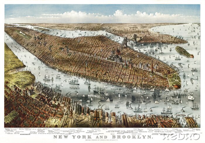 Fotobehang Historische kaart van New York