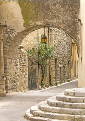 Fotobehang Historische straat in het oude Franse platteland