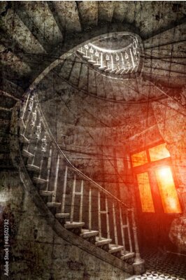 Fotobehang Historische wenteltrap in het licht