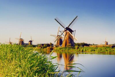 Hollands landschap met molens