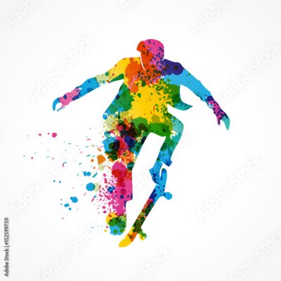 Fotobehang Homme, skatesilhouet