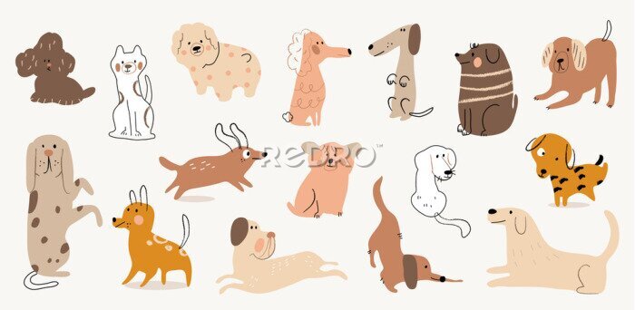Fotobehang Honden zoals in een tekenfilm