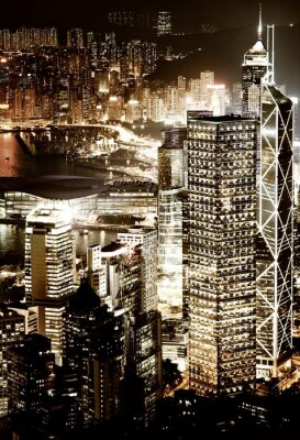 Hongkong de stad 's nachts