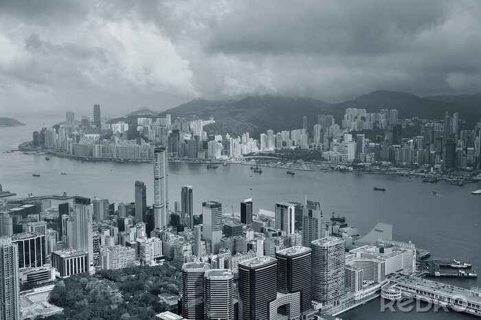 Fotobehang Hongkong en de skyline van de stad