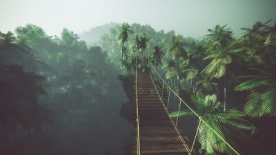 Fotobehang Houten brug in de jungle