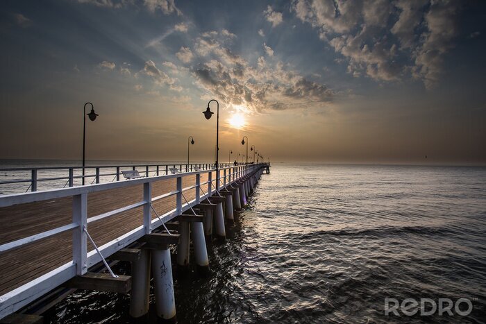 Fotobehang Houten pier in Gdynia
