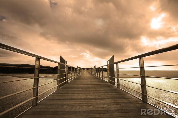 Fotobehang Houten pier over het water