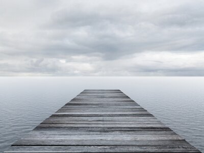 Fotobehang Houten pier over kalm water