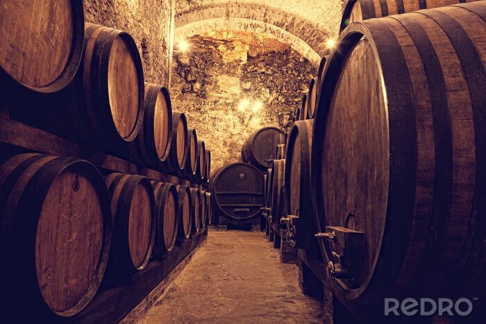 Fotobehang Houten wijnvaten