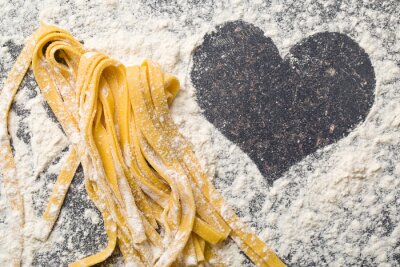Fotobehang huisgemaakte pasta en het hart