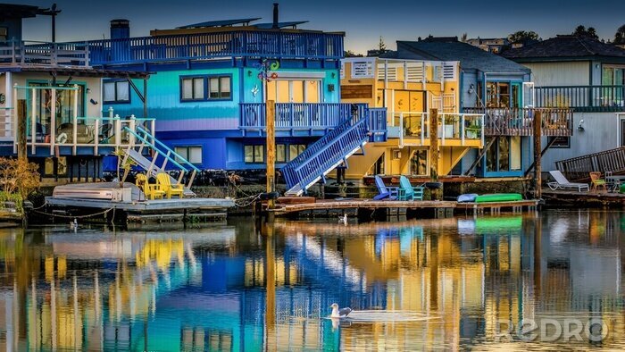 Fotobehang Huizen op boten in San Francisco