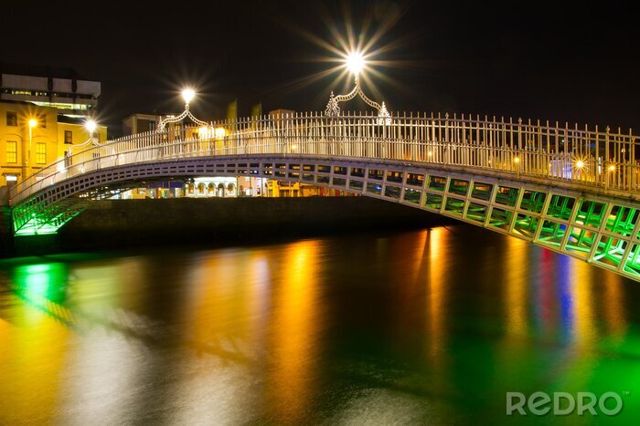 Fotobehang Ierse brug 's nachts