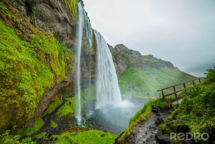 Fotobehang IJslandse waterval in 3D