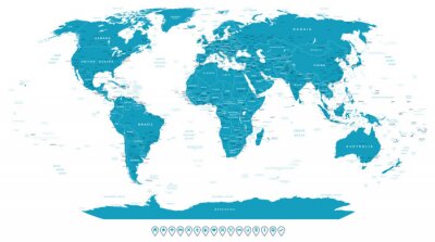 Illustratie met blauwe wereldkaart