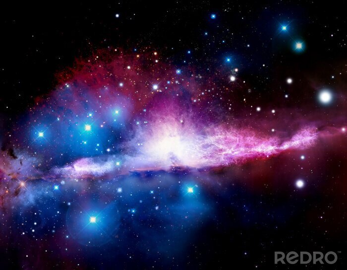 Fotobehang Illustratie met een nevel en een sterrenstelsel