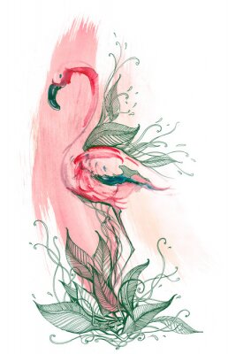 Illustratie met vogels in aquarel