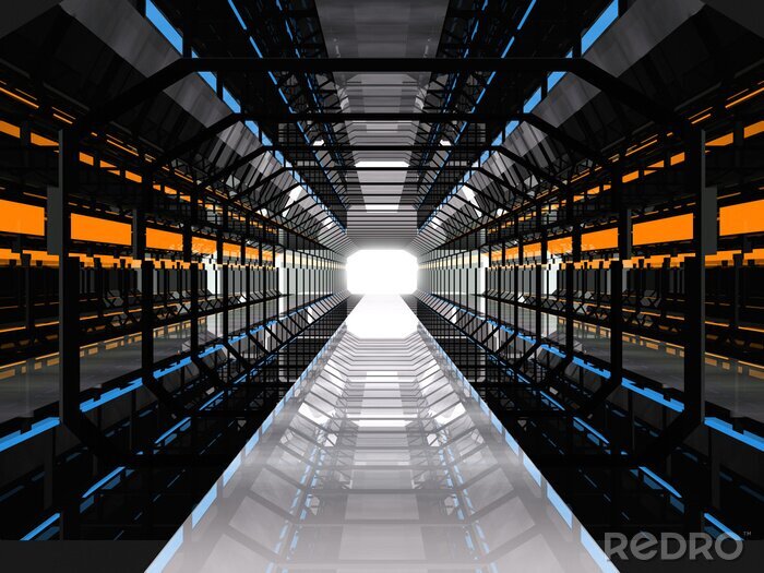 Fotobehang Illustratie van een futuristische tunnel