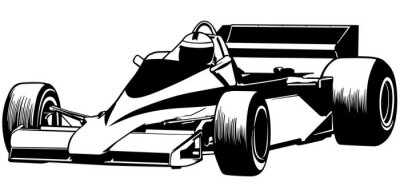 Fotobehang Illustratie van formule 1 zwart-witte raceauto