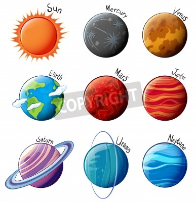 Fotobehang Illustratie van het zonnestelsel