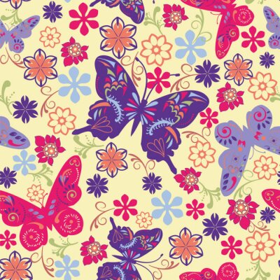 Fotobehang Illustratie van kleurrijke vlinders
