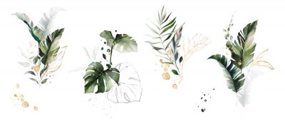 Illustraties met exotische bladeren