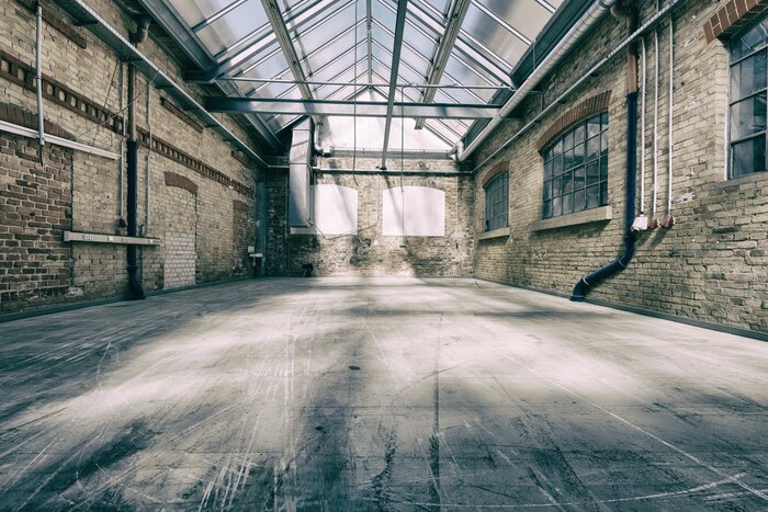 Fotobehang Industrieel ruimtelijk magazijn