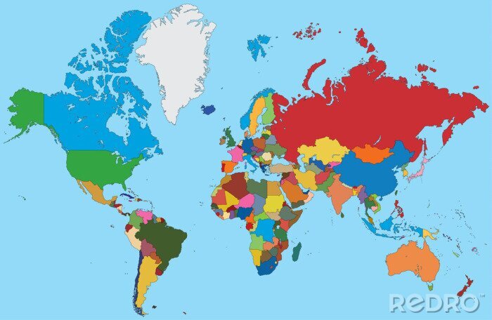 Fotobehang Ingekleurde wereldkaart