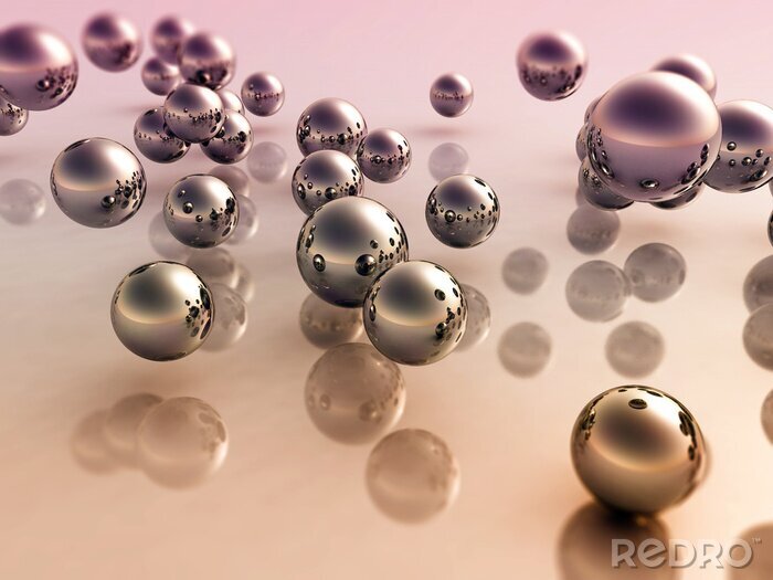 Fotobehang Ingetogen compositie met 3D-ballen