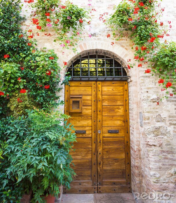 Fotobehang Ingresso di casa con fiori
