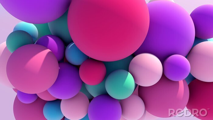 Fotobehang Intens gekleurde ballen in 3D