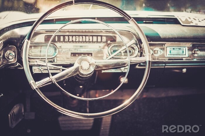 Fotobehang Interieur van een klassieke Amerikaanse auto
